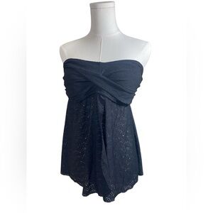 Isabel Maternity by Ingrid & Isa XL black strapless eyelet stretchy swim top